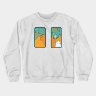 A ghosts waits outside the train doors Crewneck Sweatshirt